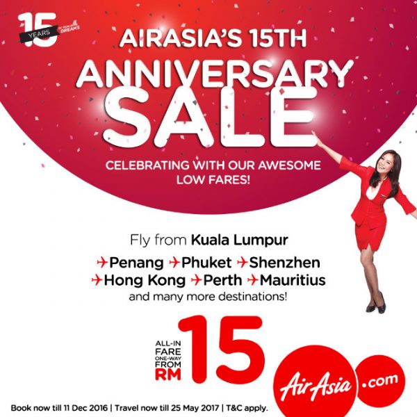 Airasia Rm15 15th Anniversary Sale Promotion 2016 Freebies My